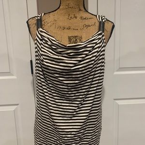 Black and white striped dressy tank